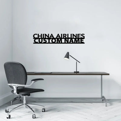 China Airlines aviation design on durable metal with painted finish metal wall sign.