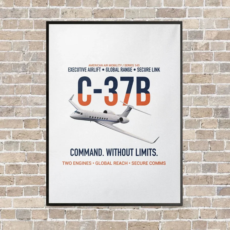 C-37B Global Command Link vertical canvas print - framed - white background