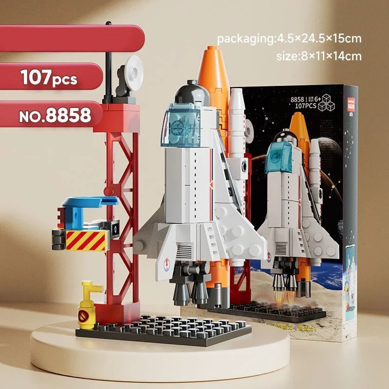 107pcs 8858 Lego-Compatible Rocket Space Shuttle Launch Center Building Blocks aviation themed Lego-style model aircraft in A.