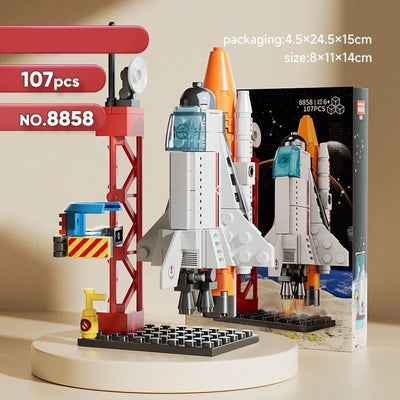 107pcs 8858 Lego-Compatible Rocket Space Shuttle Launch Center Building Blocks aviation themed Lego-style model aircraft in A.