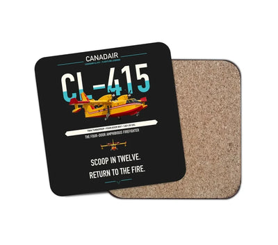Canadair CL-415 design on black 1 piece coaster