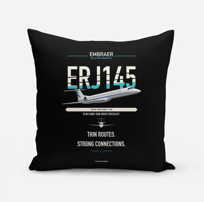 Embraer ERJ145 design on black pillow