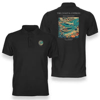 Thumbnail for VINTAGE G4096 - The Coastal Express - Double-Side Polo T-Shirt design on black