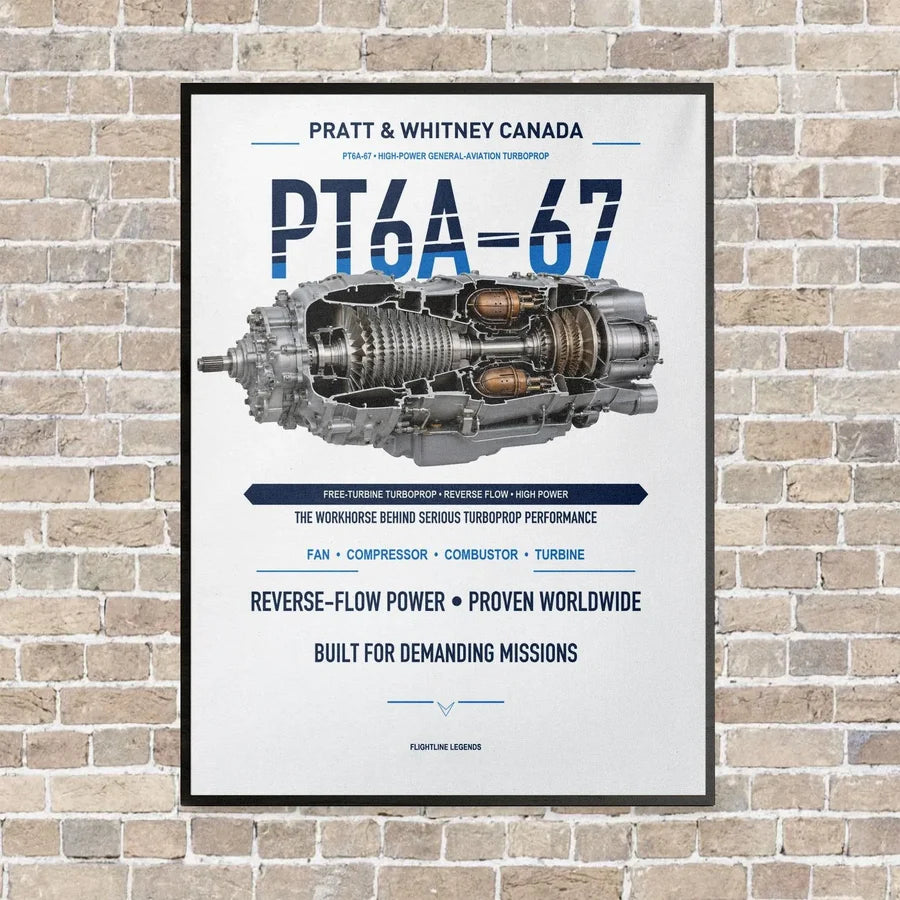 PT6A-67 vertical canvas print - framed - white background