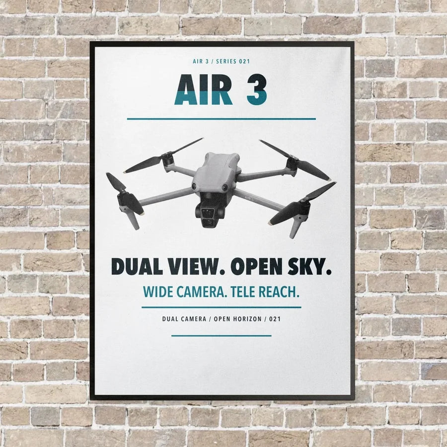 DJI Air 3 vertical canvas print - framed - white background
