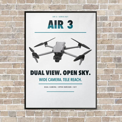 DJI Air 3 vertical canvas print - framed - white background