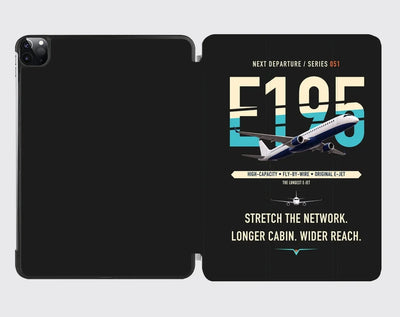 Embraer E195 design on black ipad tablet case