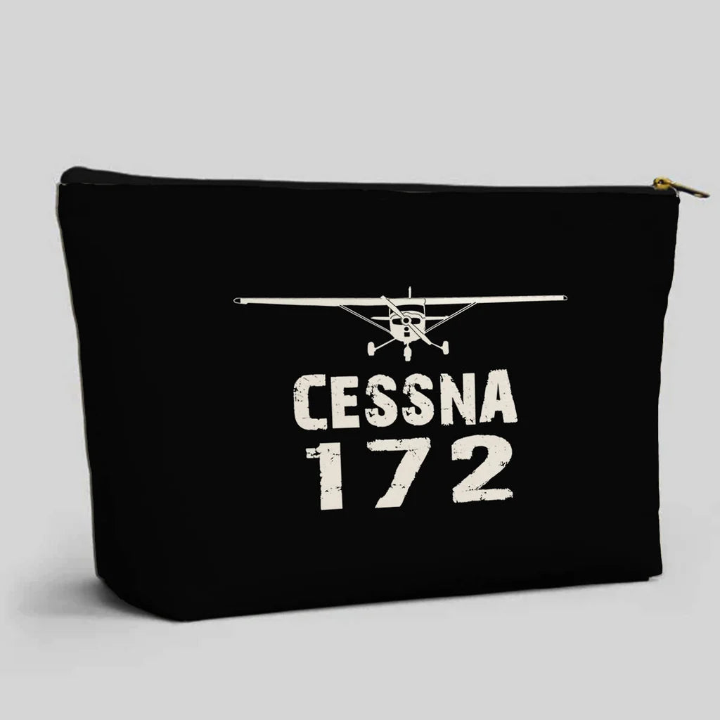Cessna 172 & Plane aviation zipper pouch in durable polyester.