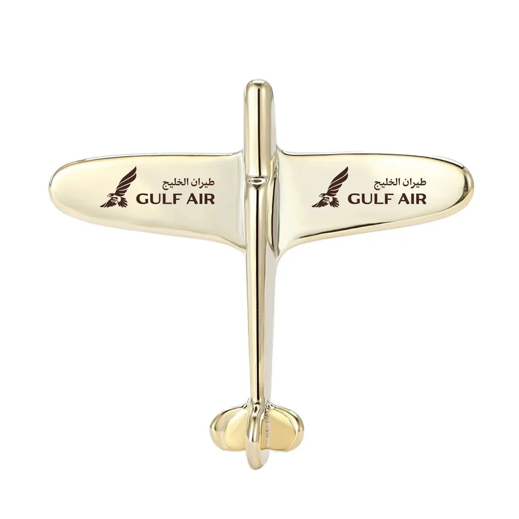 Gulf Air Airplane Shape aviation-themed airplane-shape brooch, polished alloy.