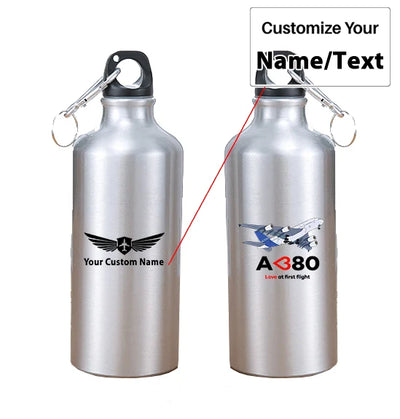 Airbus A380 Love at first flight aviation design on thermos, vacuum-insulated.