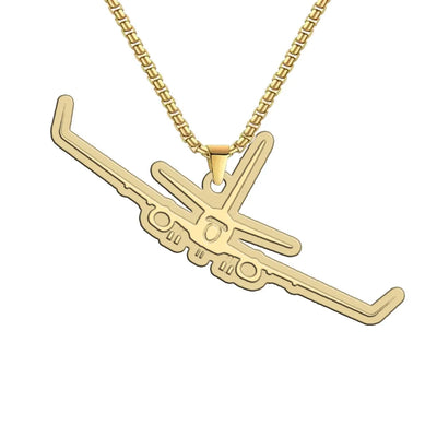 Side view of Boeing 737-800NG Silhouette aviation hollow necklace in polished metal, polished finish.
