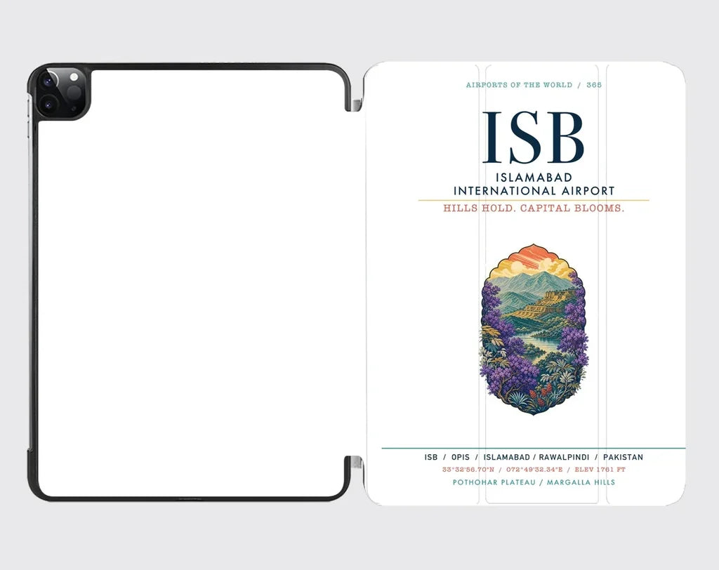 Islamabad International Airport (ISB) design on white ipad tablet case