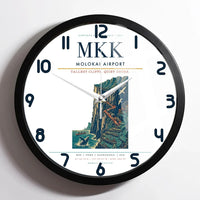 Thumbnail for Molokai Airport (MKK) design on white framed wall clock