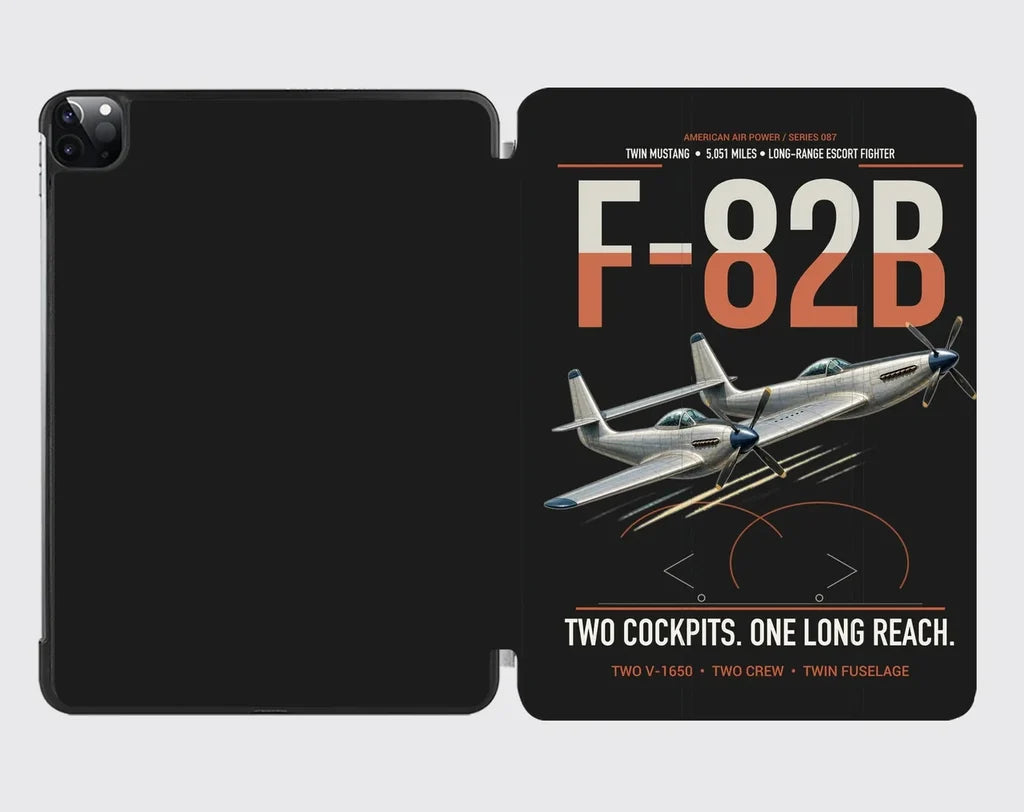 F-82B Twin Mustang design on black ipad tablet case