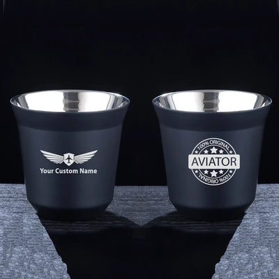 100 Original Aviator aviation design on double-wall coffee mug, vacuum-insulated double-wall.