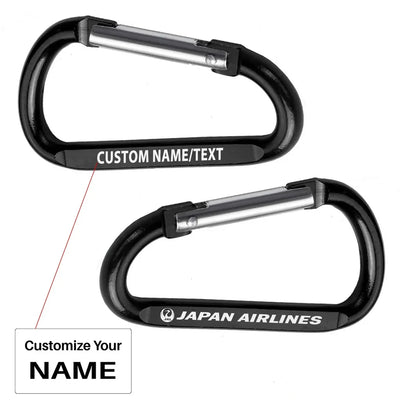 Japan Airlines aviation aluminum alloy carabiner key chain in aircraft-grade aluminum.