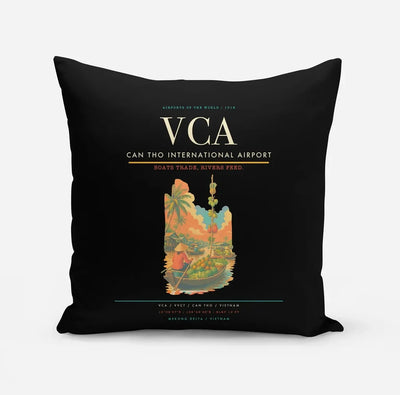 Can Tho International Airport (VCA) design on black pillow