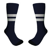Thumbnail for Pilot Epaulette (Silver) 2 Lines aviation design on soft cotton blend socks.