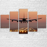 Thumbnail for Landing Boeing 747 During Sunset canvas - Multiple (5 Panels)