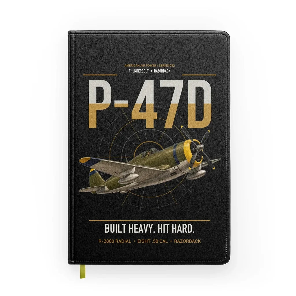 P-47D Thunderbolt Razorback design on black notebook