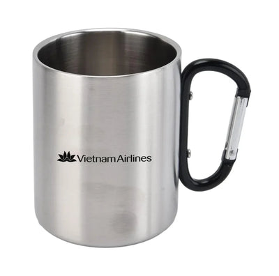 Vietnam Airlines aviation design on outdoor mug, durable insulated construction.