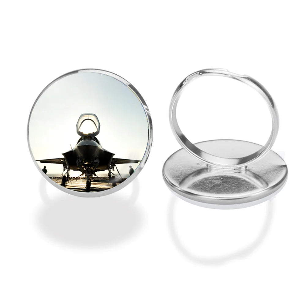 Fighter Jet 35 aviation ring in stainless steel.
