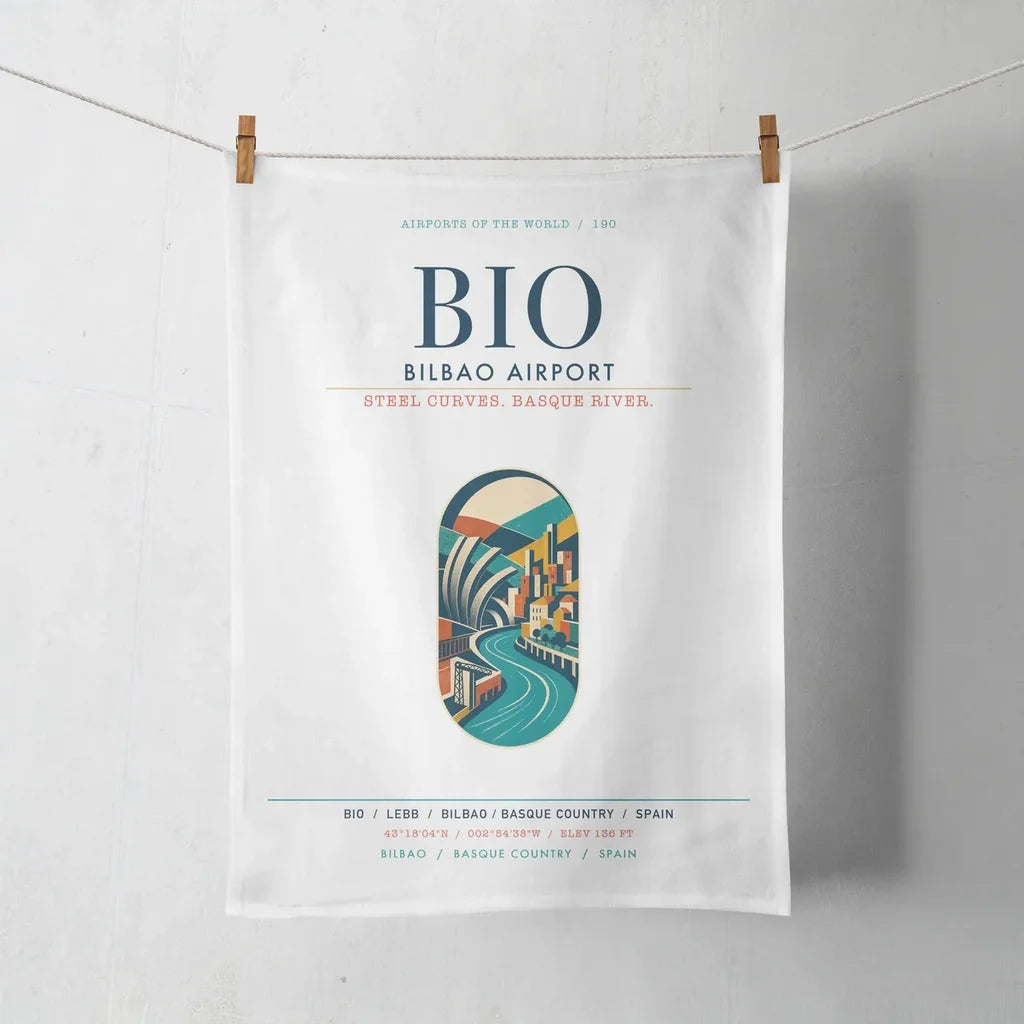 Bilbao Airport (BIO) design on white towel