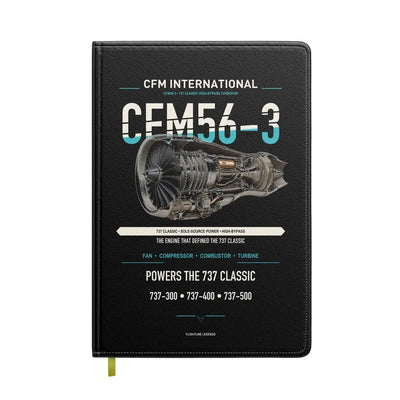 CFM56-3 design on black notebook