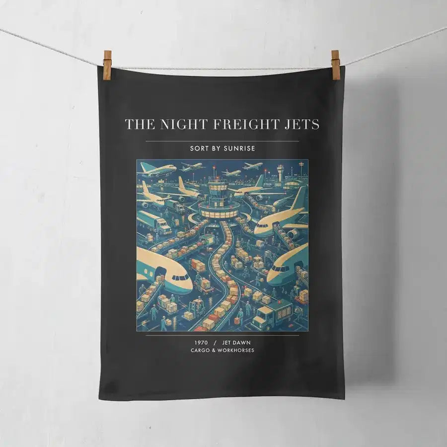 VINTAGE G4133 - The Night Freight Jets - Designed Towels design on black