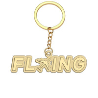 Thumbnail for Flying aviation hollow key chain in polished alloy.