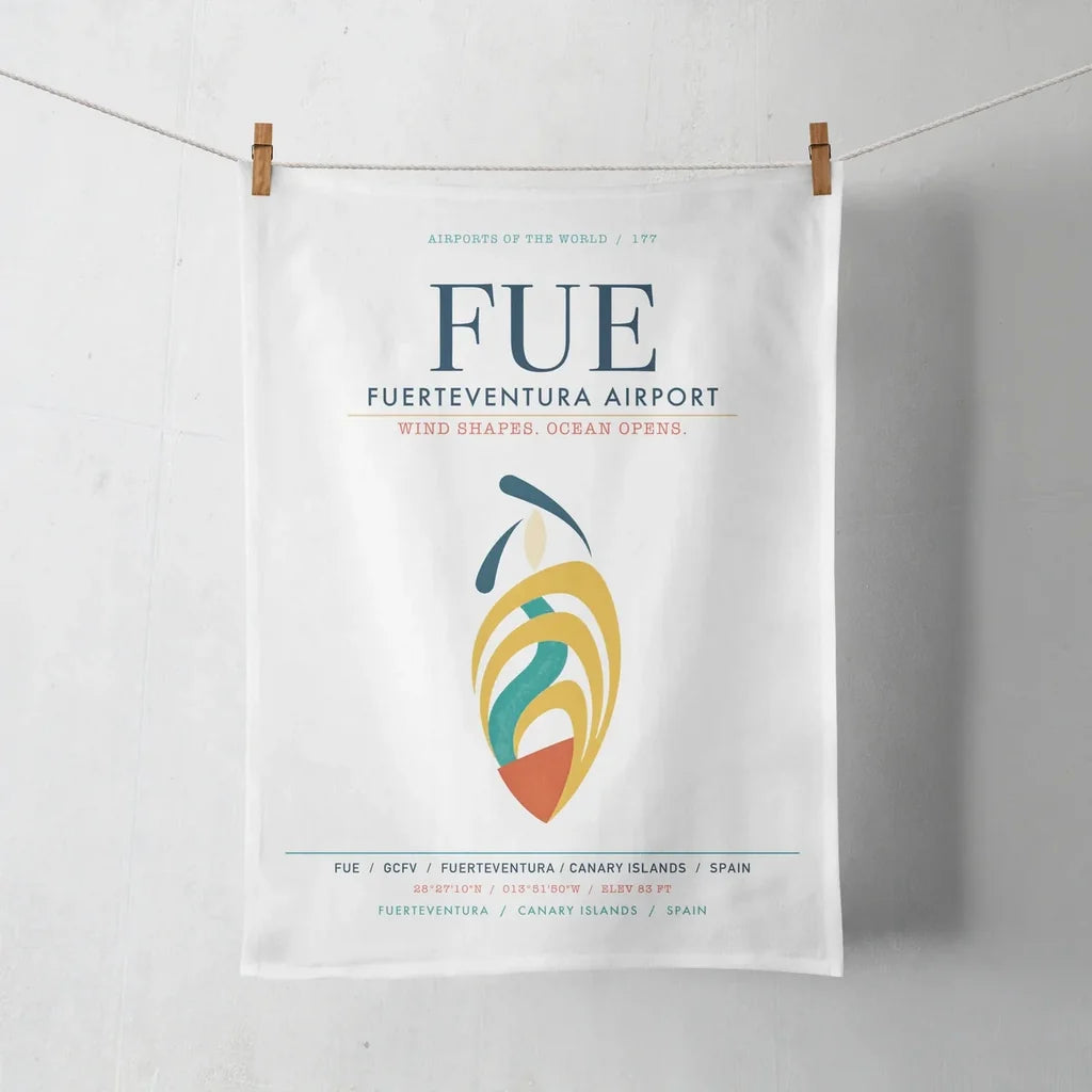 Fuerteventura Airport (FUE) design on white towel