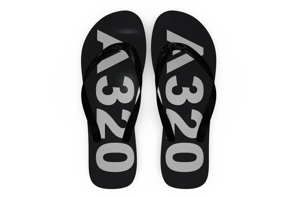 Airbus A320 Text Slippers (Flip Flops) aviation print slippers and flip-flops, durable rubber sole.