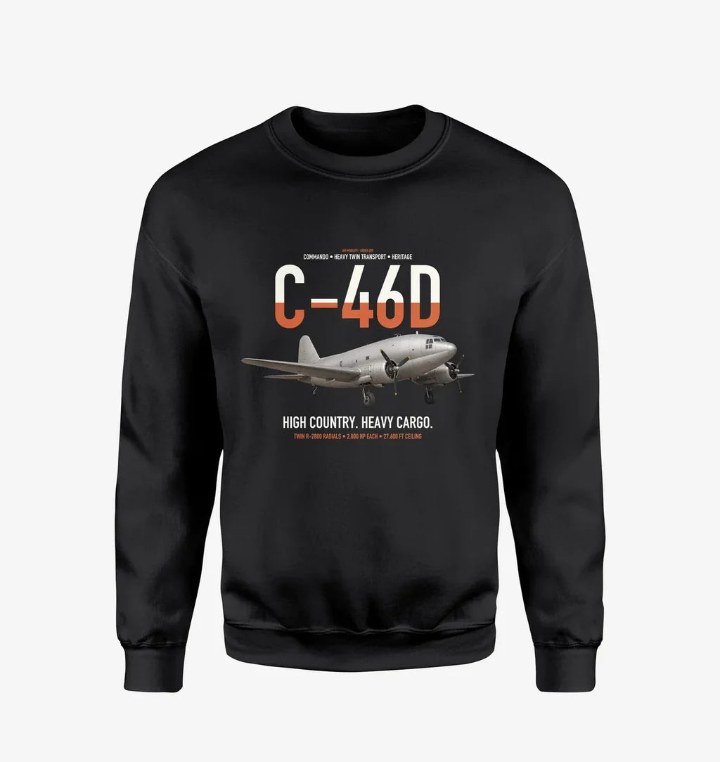 C-46D Commando design on black sweatshirt
