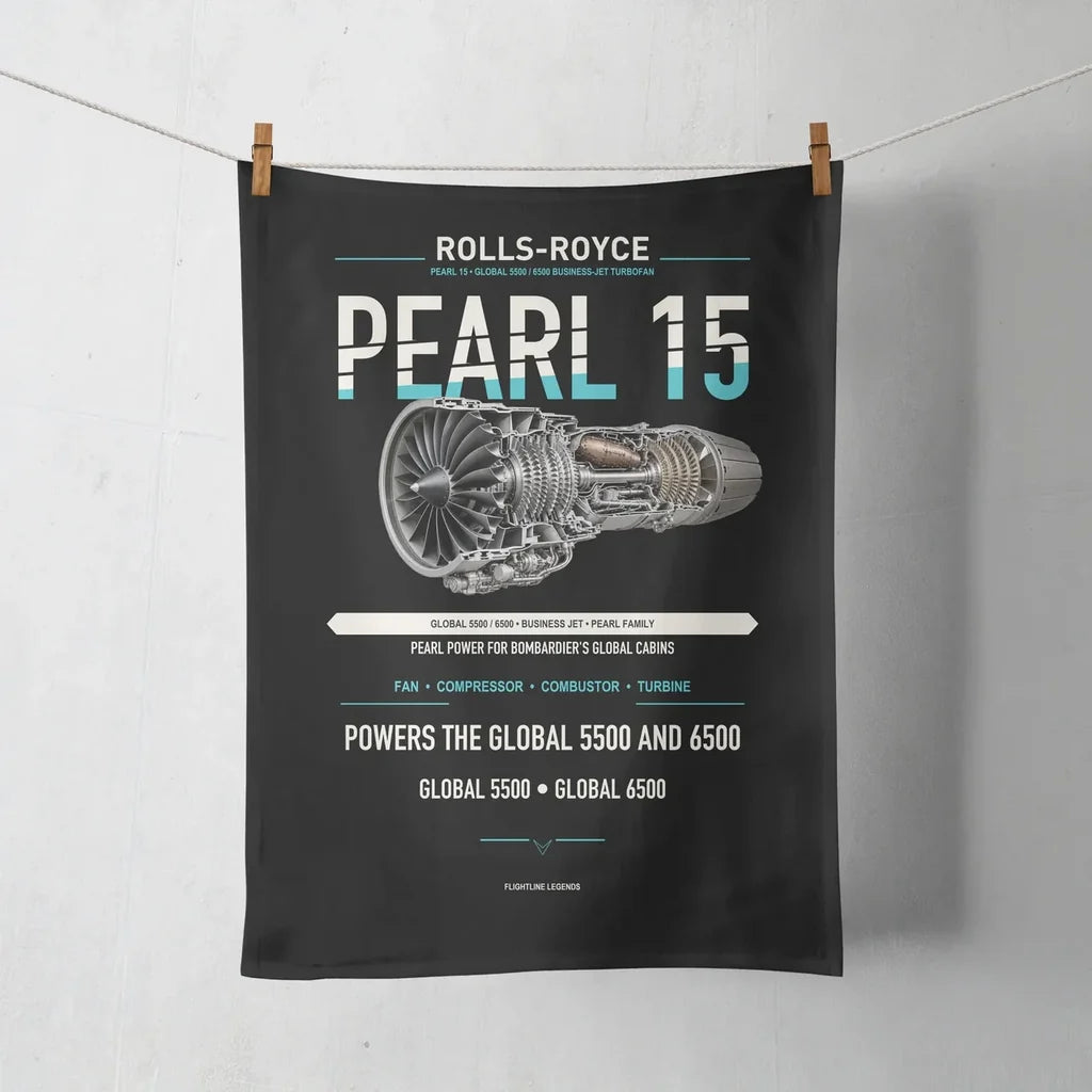 PEARL 15 design on black towel