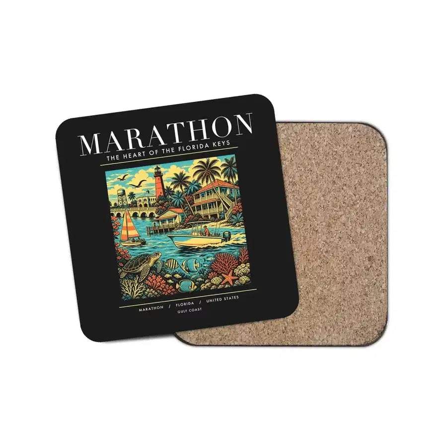 MARATHON - Poster - Coaster - Black