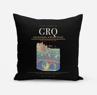 Thumbnail for Groningen Airport Eelde (GRQ) design on black pillow