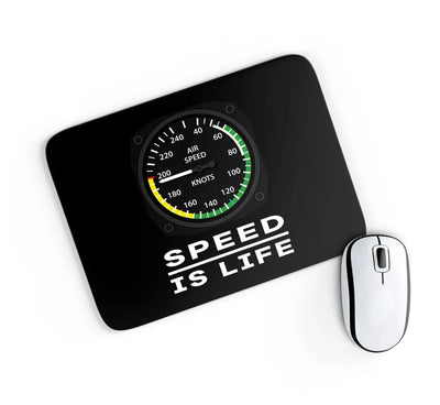 Speed Is Life aviation design on neoprene with anti-slip base mouse pad.