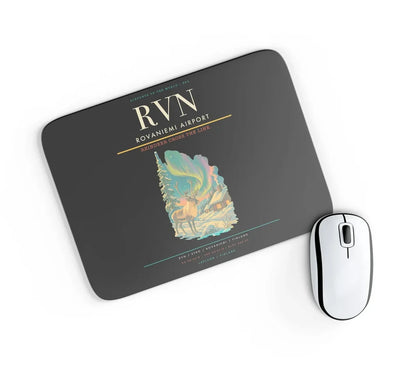 Rovaniemi Airport (RVN) design on black rectangle mouse pad