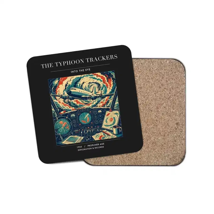 The Typhoon Trackers - Designed Coasters design on black 1-piece