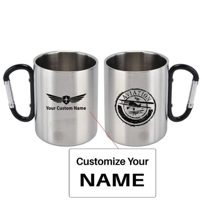 Aviation Lovers aviation design on outdoor mug, durable insulated construction.