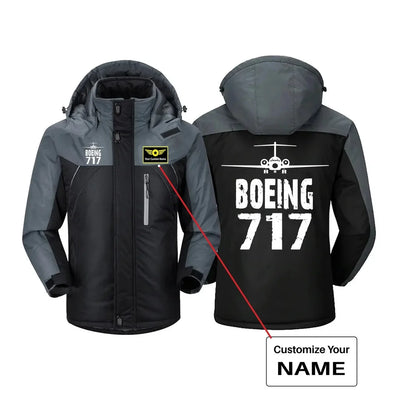 Boeing 717 & Plane aviation design printed on heavyweight insulated shell thick winter jacket.