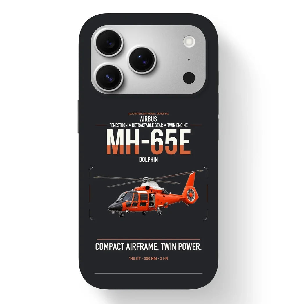 Airbus MH-65E Dolphin design on black magsafe iphone case, for iPhone 17 Pro