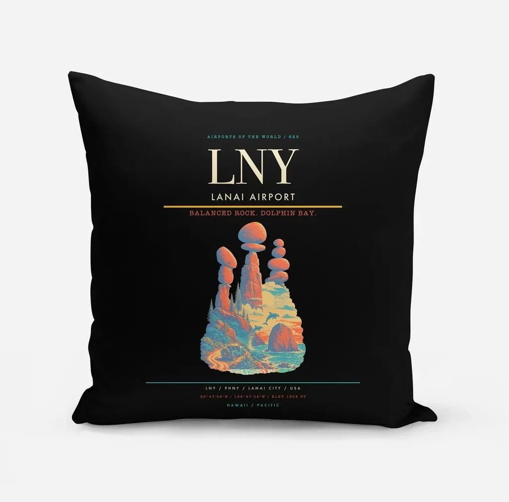 Lanai Airport (LNY) design on black pillow