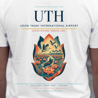Udon Thani International Airport (UTH) double-side t-shirt design close-up cover