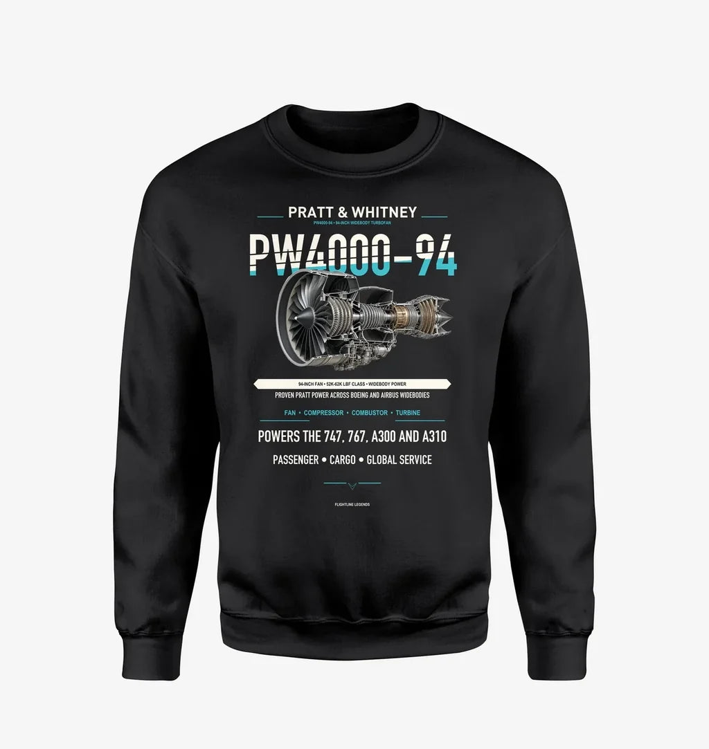 PW4000-94 design on black sweatshirt