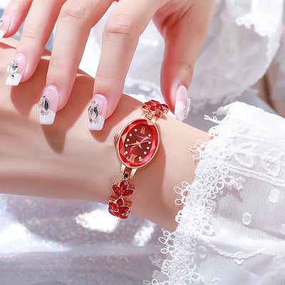 Light Luxury Diamond Inlaid Female Watch Waterproof Oval Ladies Fashion Quartz Bracelet Wristwatch aviation pilot watch, stai.