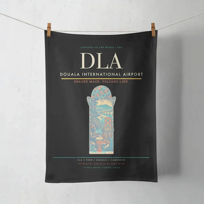 Douala International Airport (DLA) design on black towel