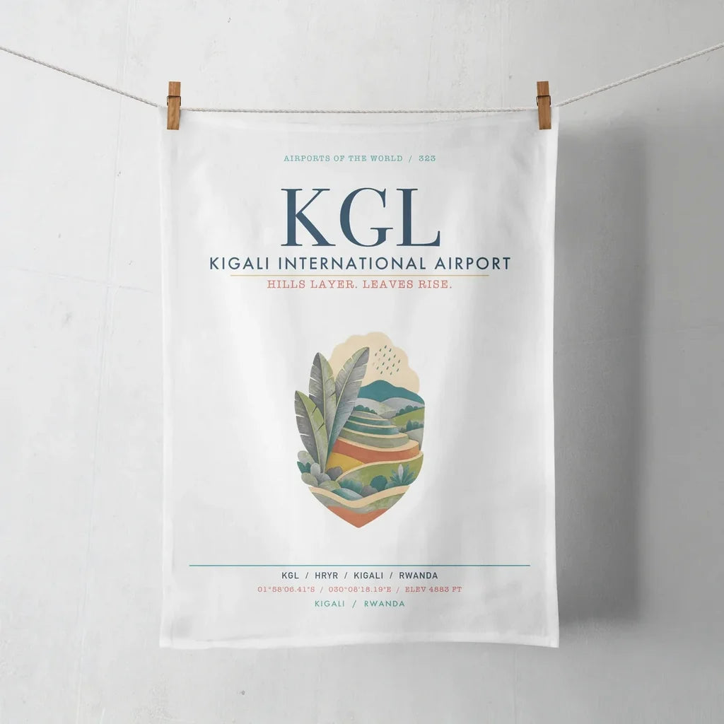 Kigali International Airport (KGL) design on white towel