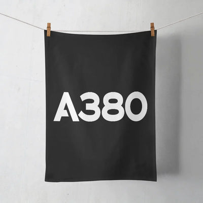 Airbus A380 Flat Text aviation design on soft absorbent cotton towel.