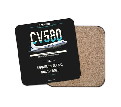 Convair 580 design on black 1 piece coaster